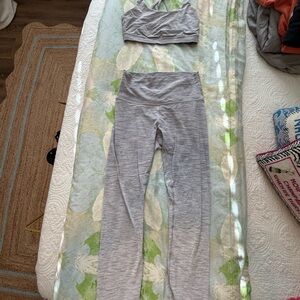 Lululemon Athletica Light Gray Sports Bra and Leggings